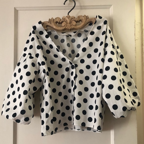 Anthropologie Miss Selfridge Puff Sleeve Top - Picture 6 of 7
